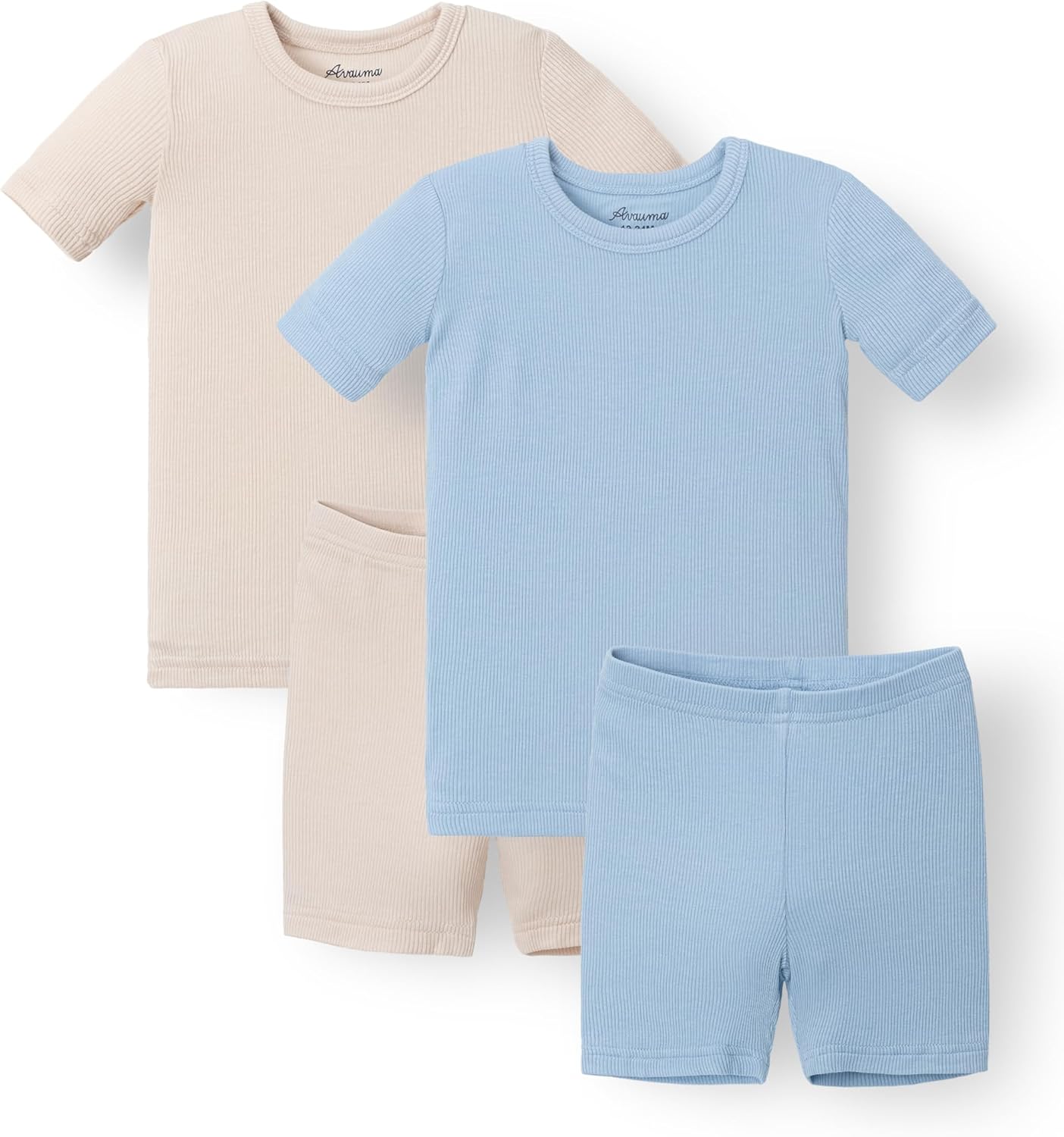Detalle de AVAUMA Toddler Short Pajamas Set: Soft Ribbed Sleepwear for Everyday Comfort