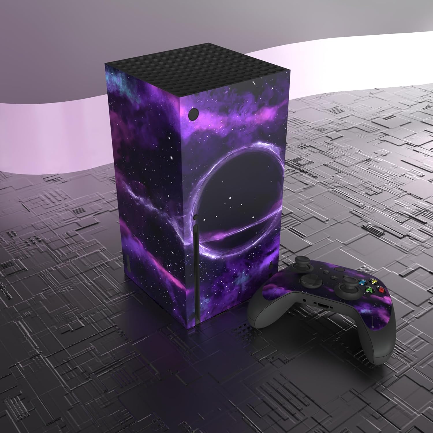 Thumbnail 3 de playvital Purple Deep Space custom vinyl skins for Xbox Series X (console + controller decals)