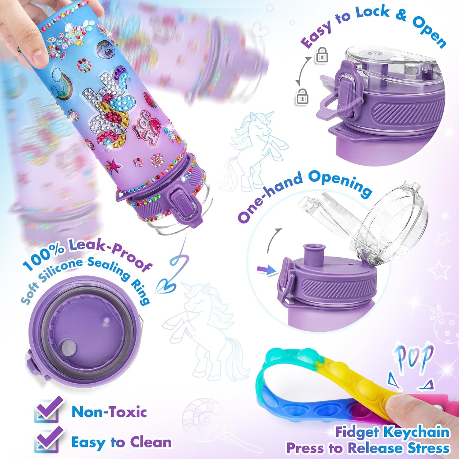 Thumbnail 2 de Einhorn Trinkflasche Bastelset für Mädchen 5–9 Jahre
