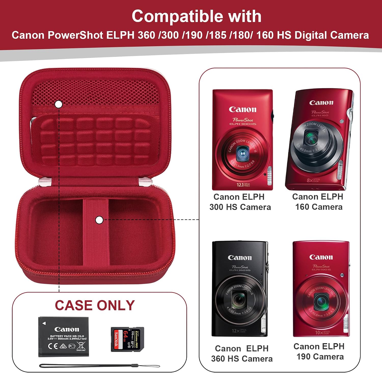 Thumbnail 2 de RAIALL Carrying Case for Canon PowerShot ELPH 360 HS / IXUS 285 HS & Similar Compact Cameras