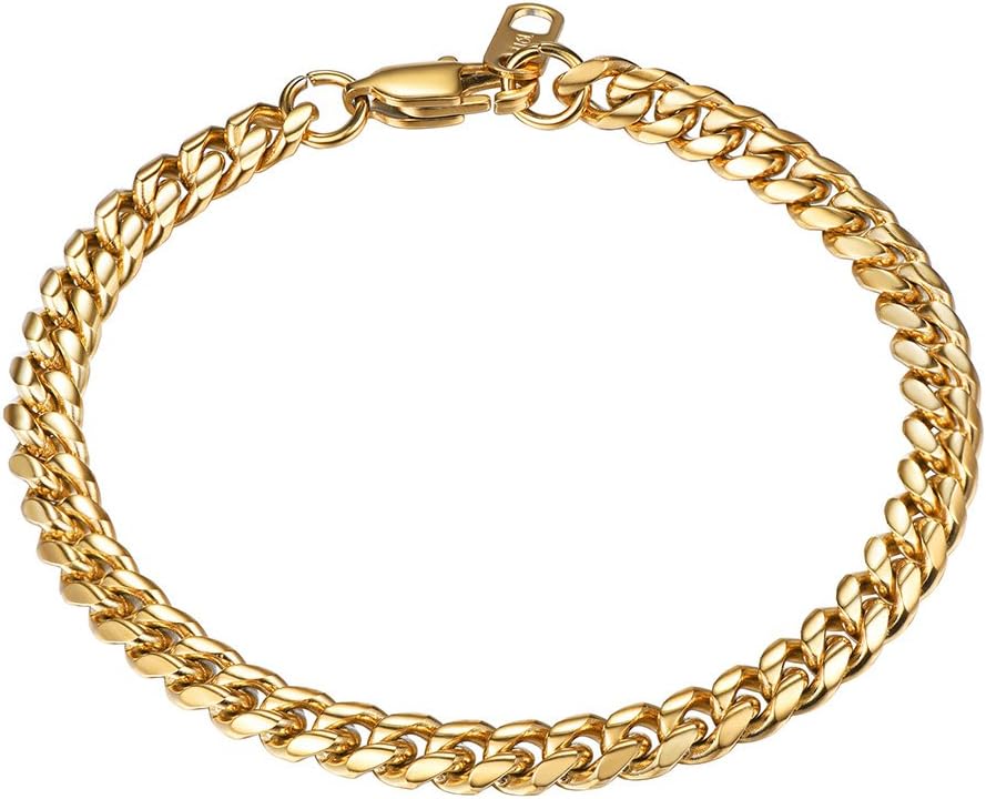 Thumbnail 6 de Bracelet gourmette PROSTEEL en acier inoxydable 316L et plaqué or, maillons cubains