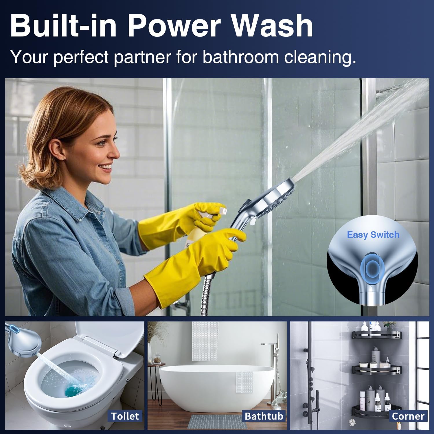 Detalle de PALAS S100 Filtered Handheld Shower Head, 10 Spray Modes and Power Wash