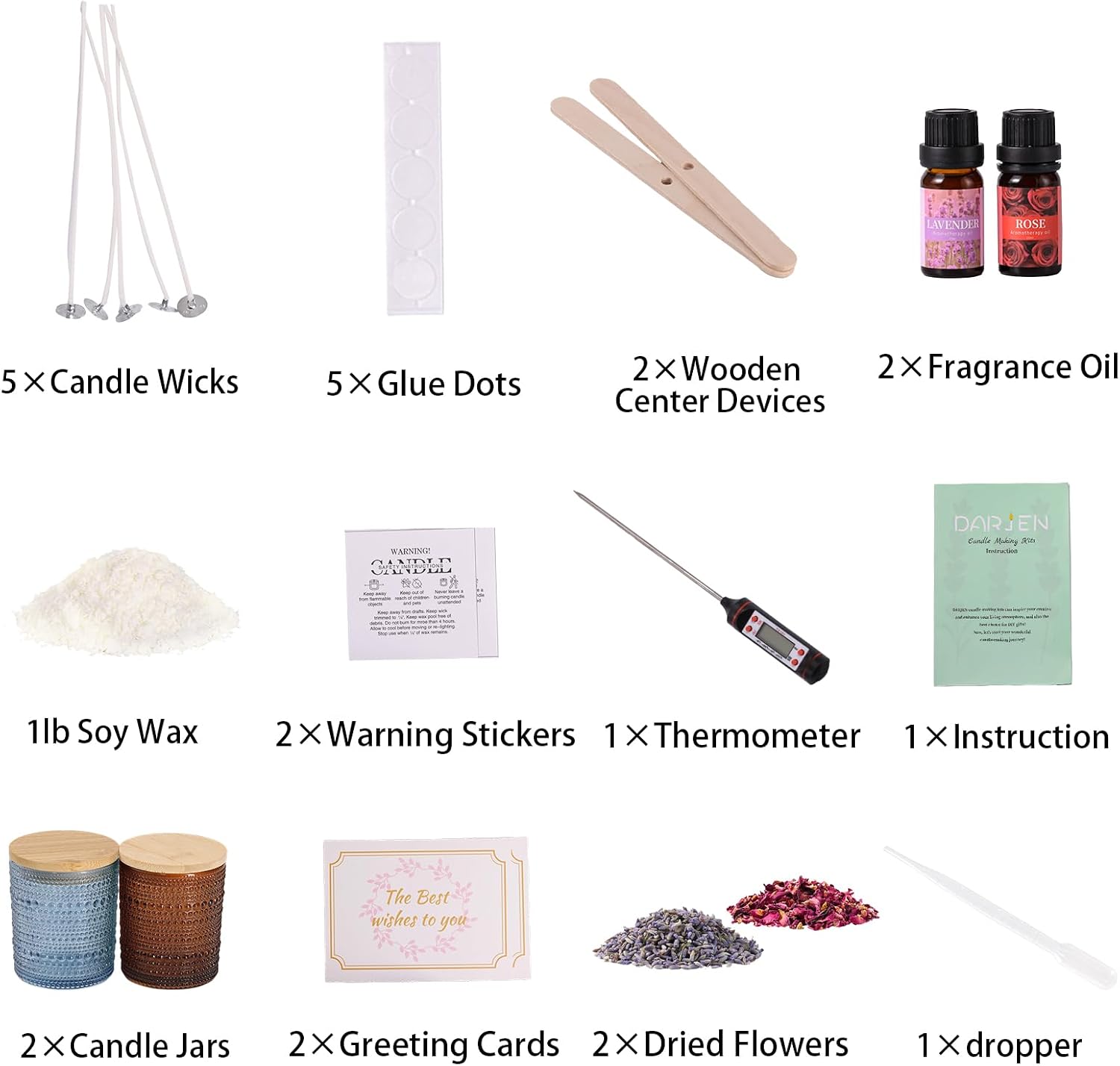 Detalle 2 de DARJEN Candle Making Kit, 1 lb Soy Wax