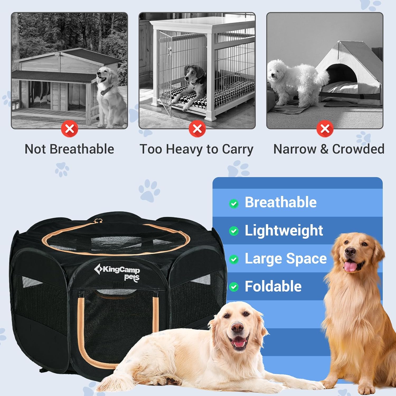 Thumbnail 3 de KINGCAMP Foldable Pet Playpen (50IN) with Breathable Anti-Bite Mesh