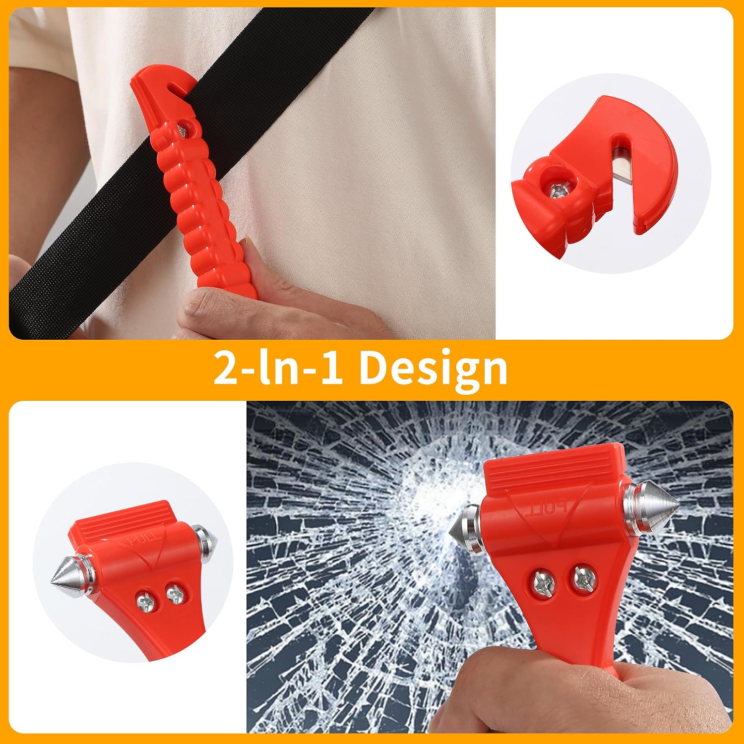 Detalle 2 de Nuangoo Martillo rompe cristales 2 piezas 🚨