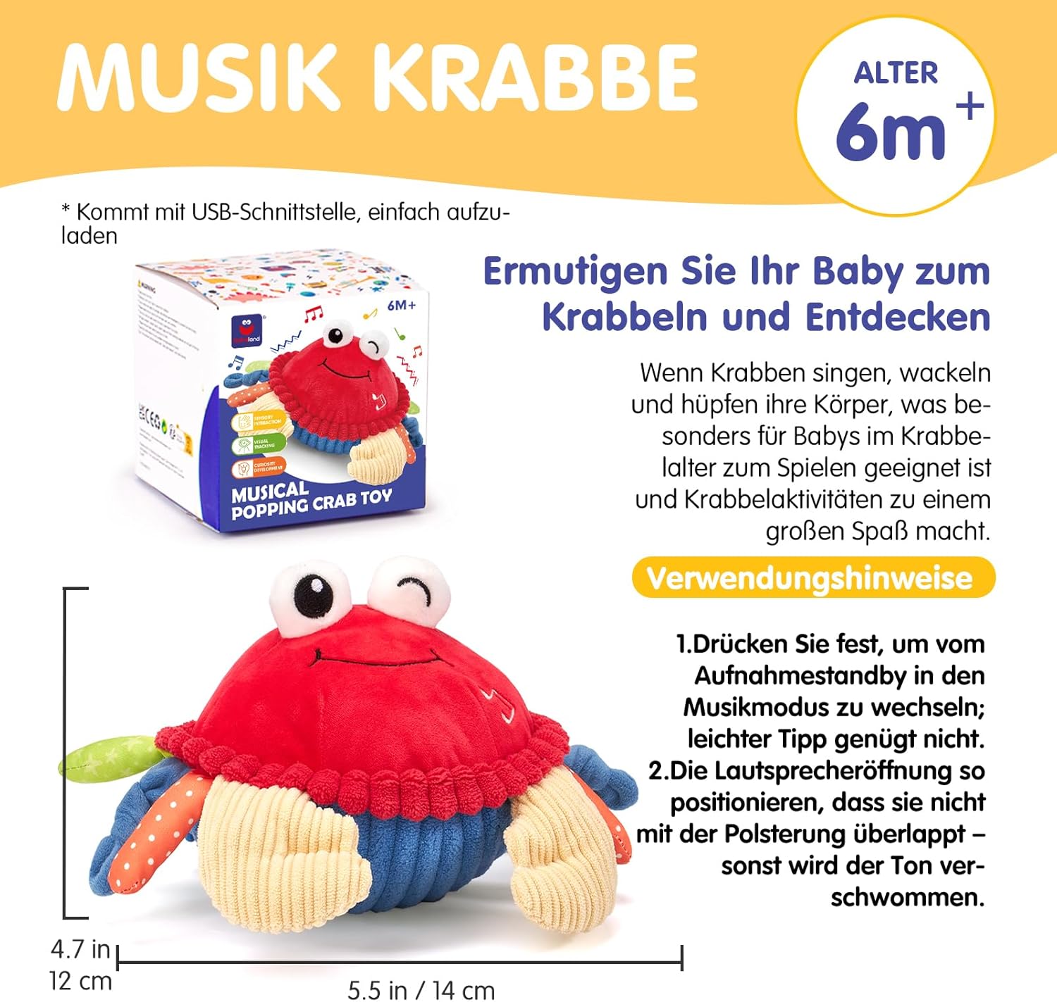 Thumbnail 6 de hahaland Krabbe Baby Spielzeug, ab 6 Monaten