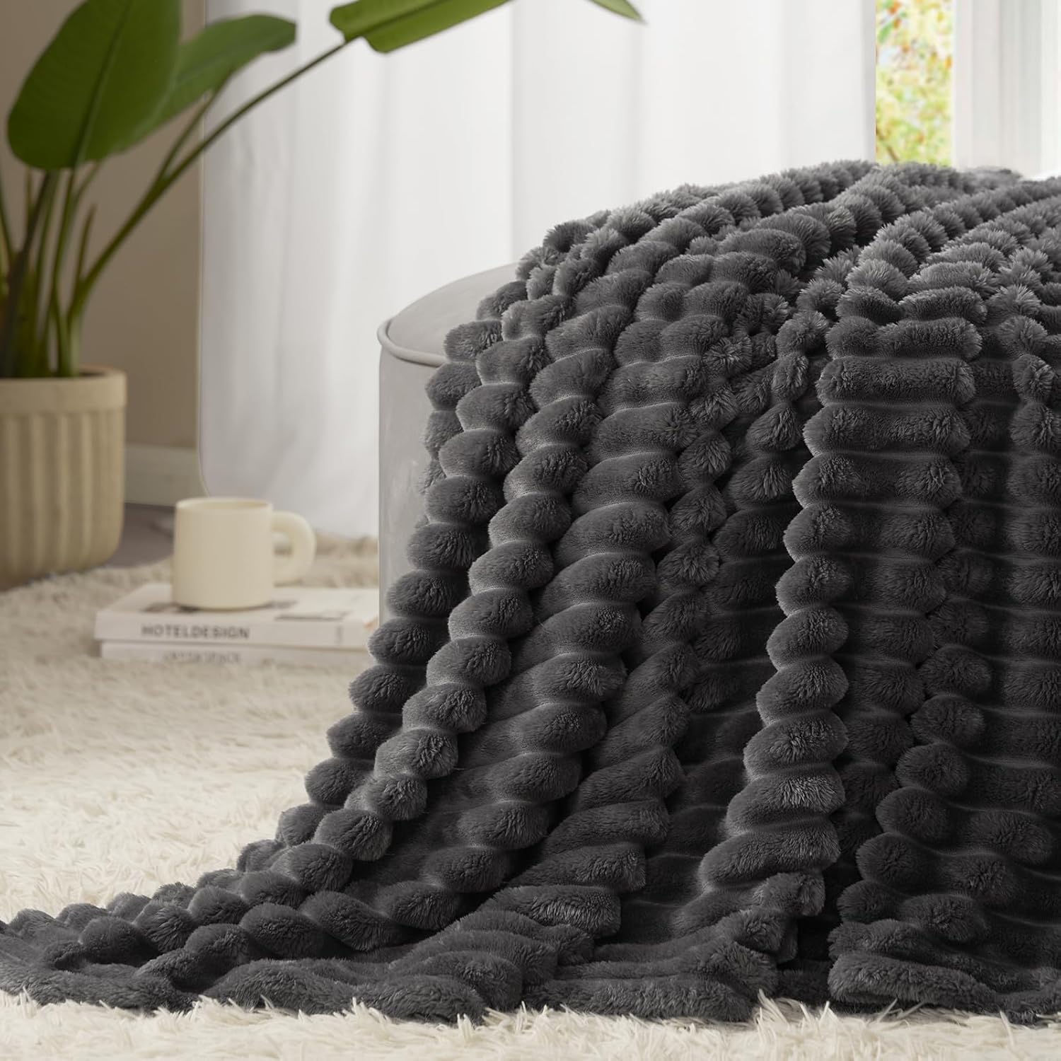 Thumbnail 2 de WAVVE Kuscheldecke 220x240 cm – Fleecedecke aus Mikrofaser, Sofadecke & Wohndecke in Grau