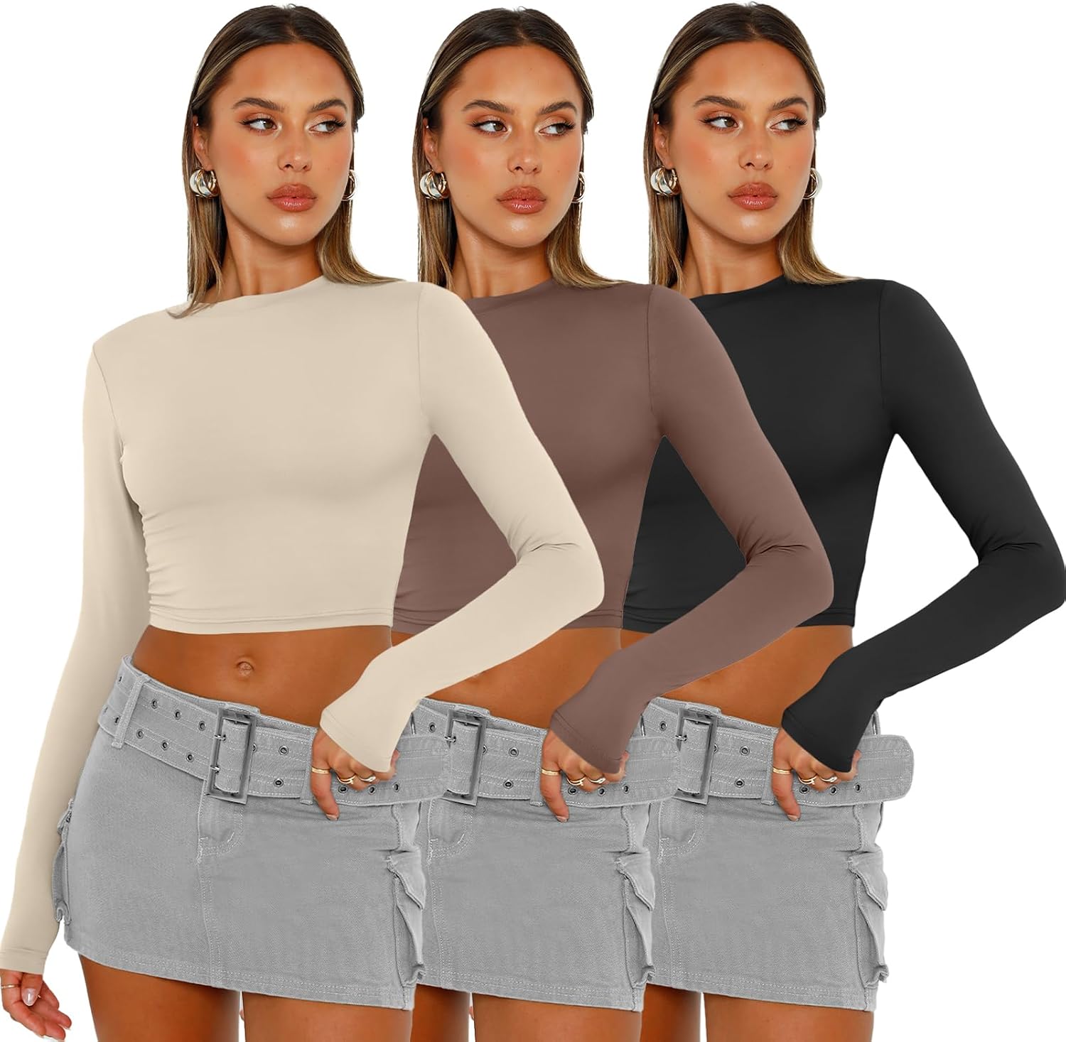 Detalle 2 de AUTOMET Long-Sleeve Crop Tops 3-Pack