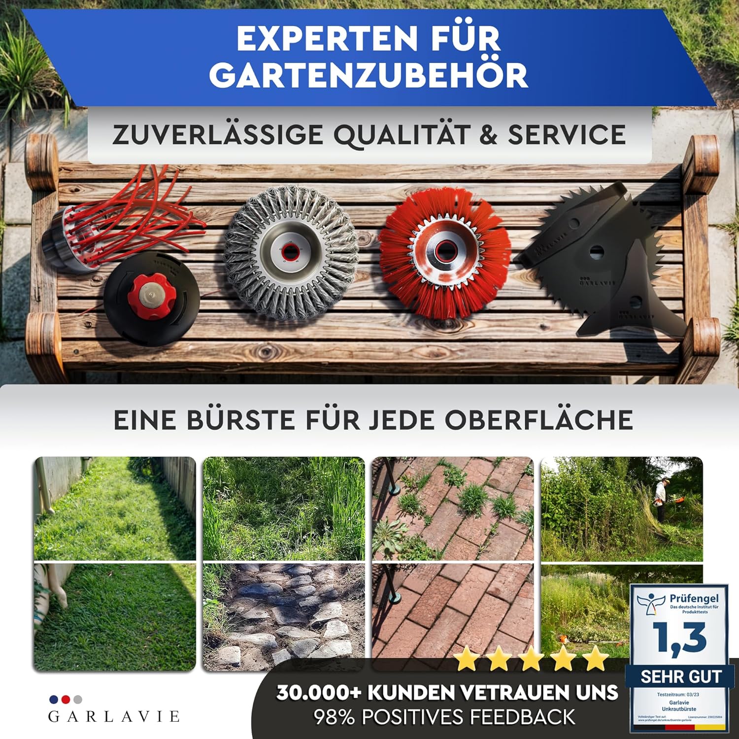 Thumbnail 6 de GARLAVIE 2X Unkrautbürste für Bosch Motorsense – Moos- und Unkrautentfernung mit Adapter