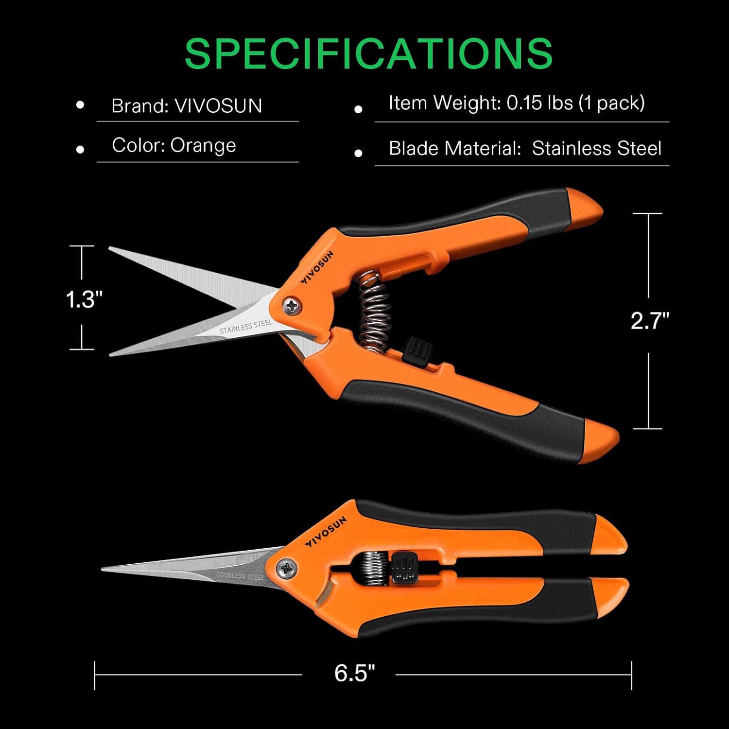 Thumbnail 3 de VIVOSUN 3-Pack 17 cm Gardening Scissors: Titanium-Coated Pruning Shears for Precise One-Hand Cuts