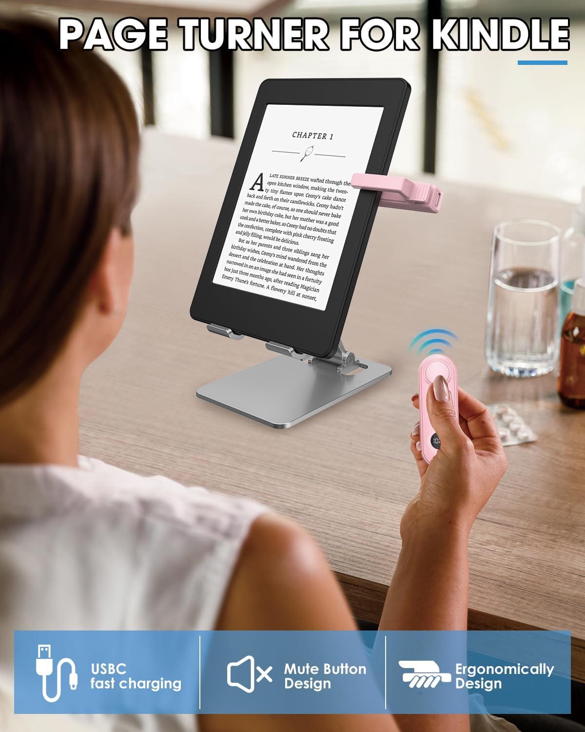 Thumbnail 1 de Inncarvs Remote Page Turner (Pink) – Clip-On Controller for Kindle and Capacitive Screens