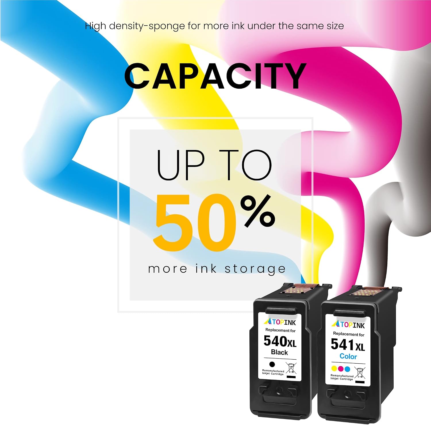 Detalle de ATOPINK 540 and 541 Ink Cartridges for Canon Pixma: Remanufactured 540XL/541XL Twin Pack