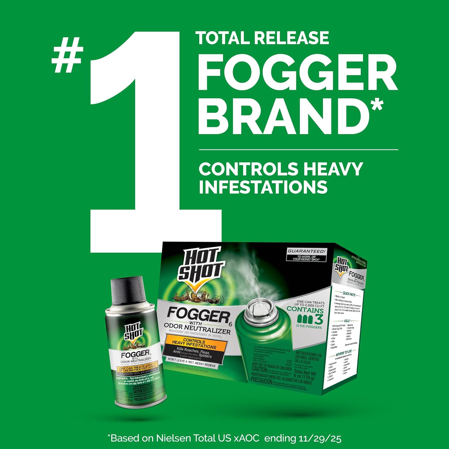 Detalle de Hot Shot Fogger With Odor Neutralizer 6 Count-2 Ounce Cans (2 Pack) — Heavy Insect Infestation Control