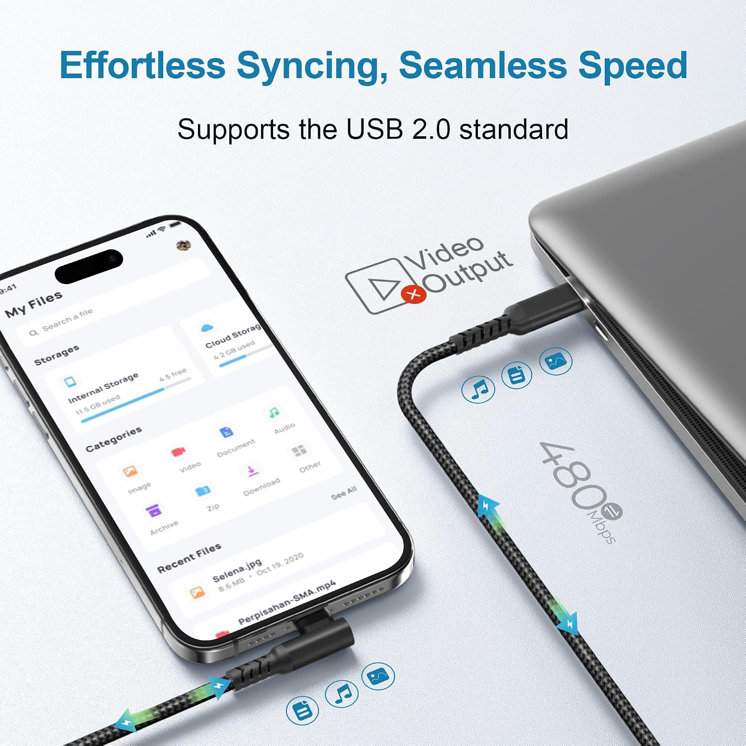 Detalle de Base Sailor Galaxy S26/S25 60W USB-C to USB-C right-angled charger cable (3m) with USB adapter