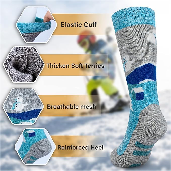 Thumbnail 3 de Hylaea Kids Knee-High Merino Wool Ski Socks, 3-Pack with Full Cushioning