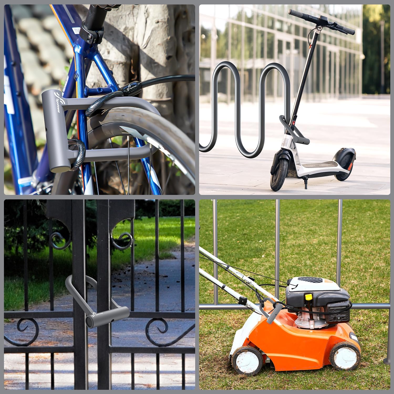 Detalle de Sportneer D-lås för cykel, 17 mm bygel med stålkabel och fäste