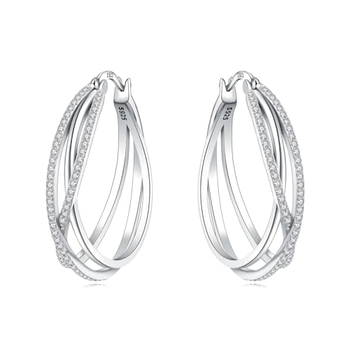 CYMYSS 925 Sterling Silver Hoop Earrings for Women: Hypoallergenic, Lightweight and Elegant