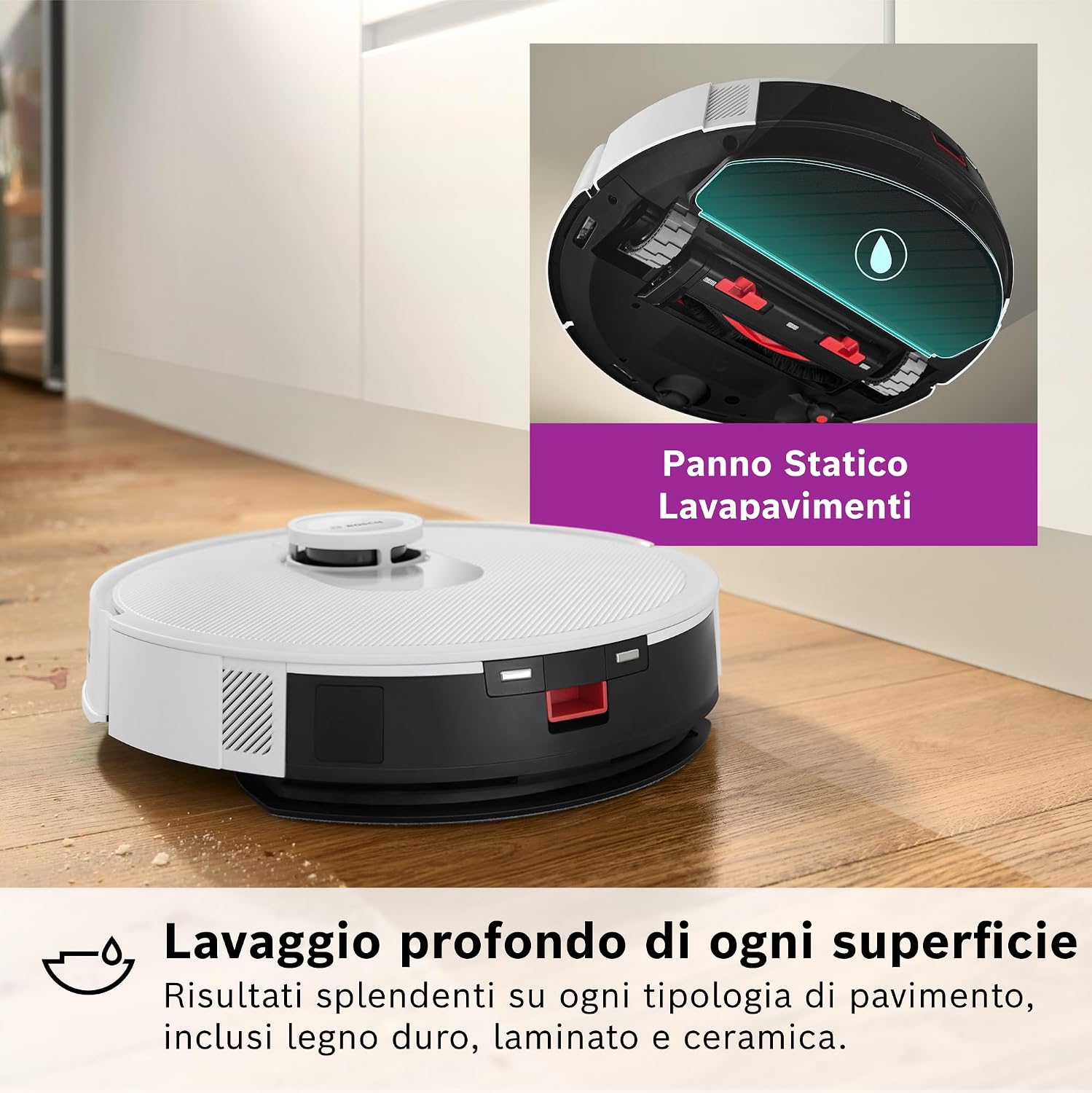 Detalle 2 de Bosch Spotless+Robot 11.000Pa aspirapolvere e lavapavimenti