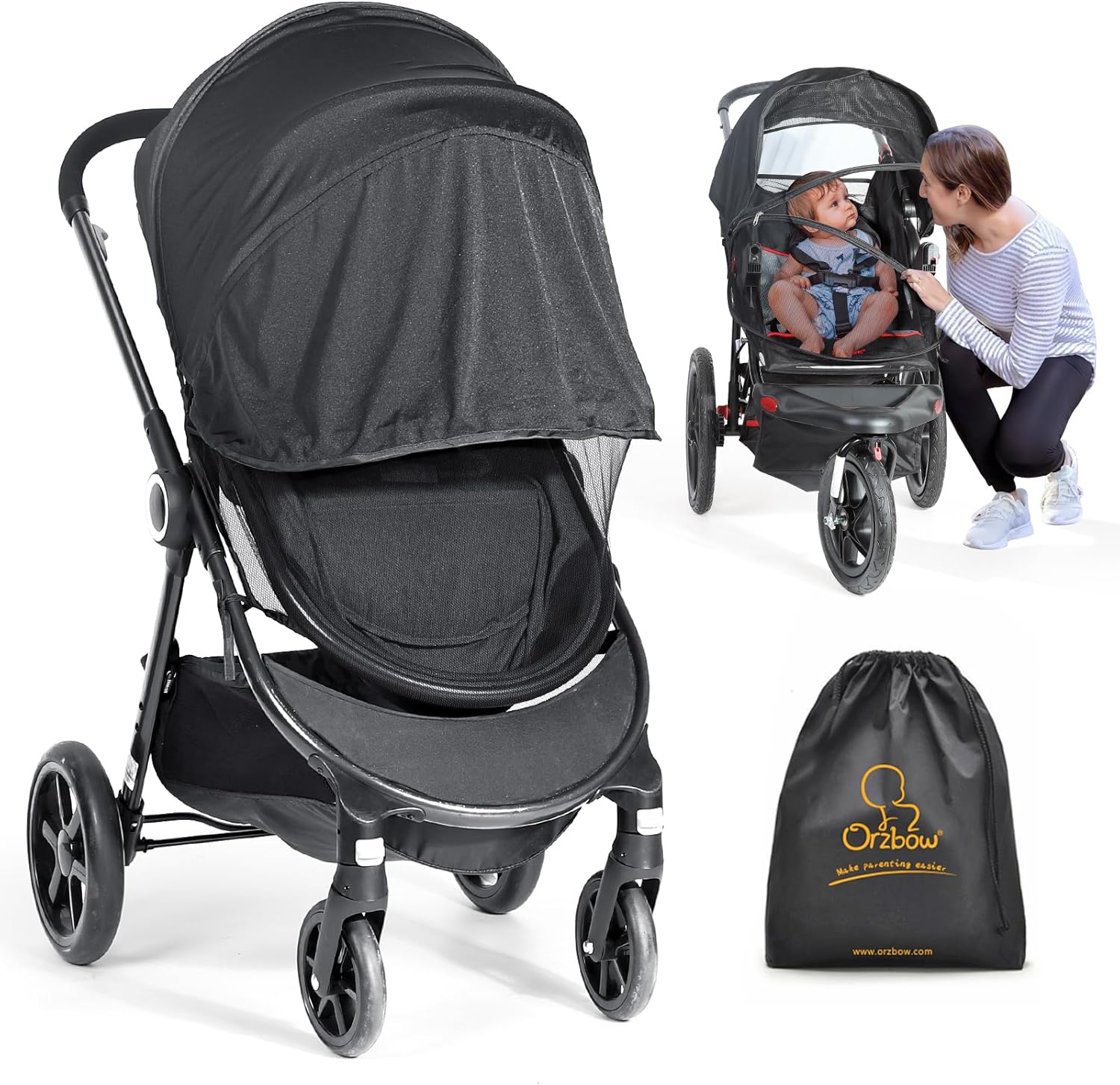 Thumbnail 5 de Orzbow Zanzariera Universale per Passeggino: protezione a rete per neonati, con cerniera e supporto in PVC
