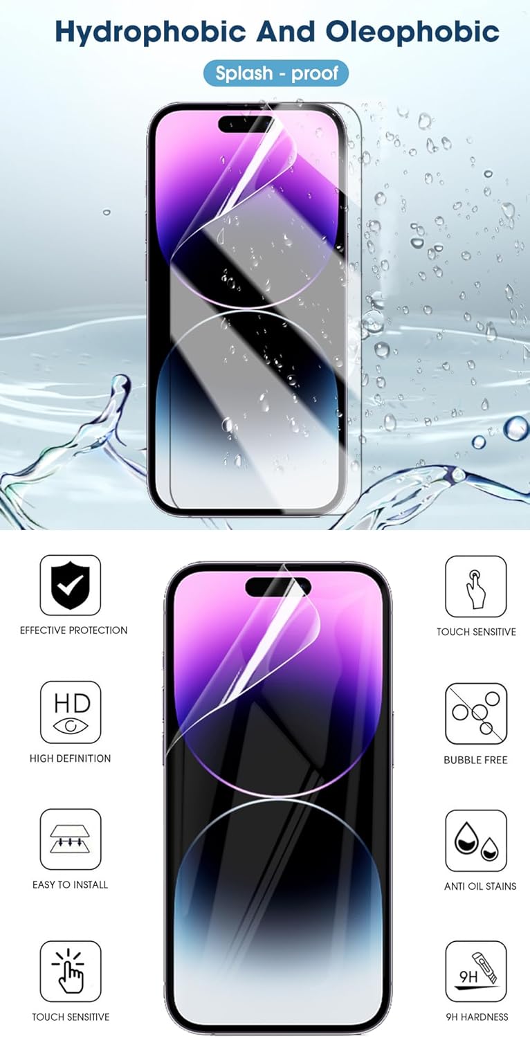 Thumbnail 2 de CUFEREDU 2er-Pack flexibler Front-Bildschirmschutz für iPhone 15 Pro (6,1") – 3D Hydrogel/TPU, transparent