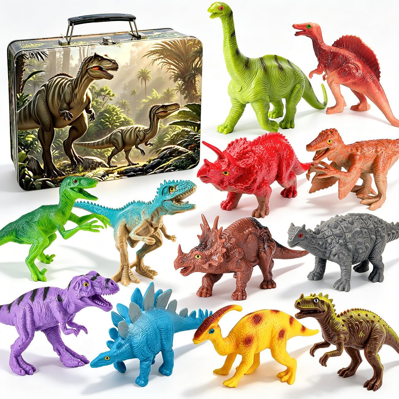 Detalle de HahaGift Dinosaur Toys 12PCS metal box
