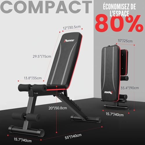 Thumbnail 3 de PASYOU Banc de Musculation Pliable 10 en 1 – Banc Incliné Réglable, 230 kg, Utilisation Fitness à Domicile