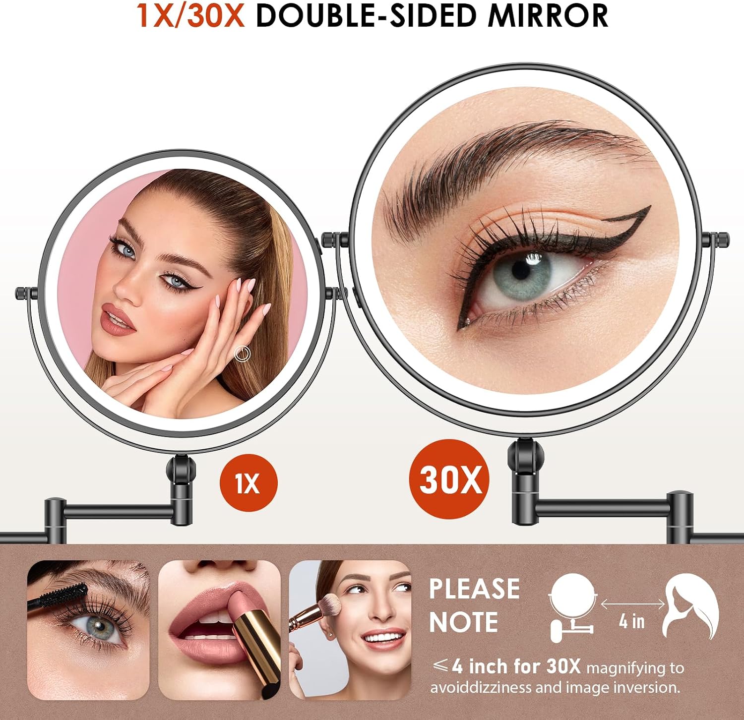 Thumbnail 2 de ZLOKLA 9" Wall Mounted Lighted Mirror 1x/30x
