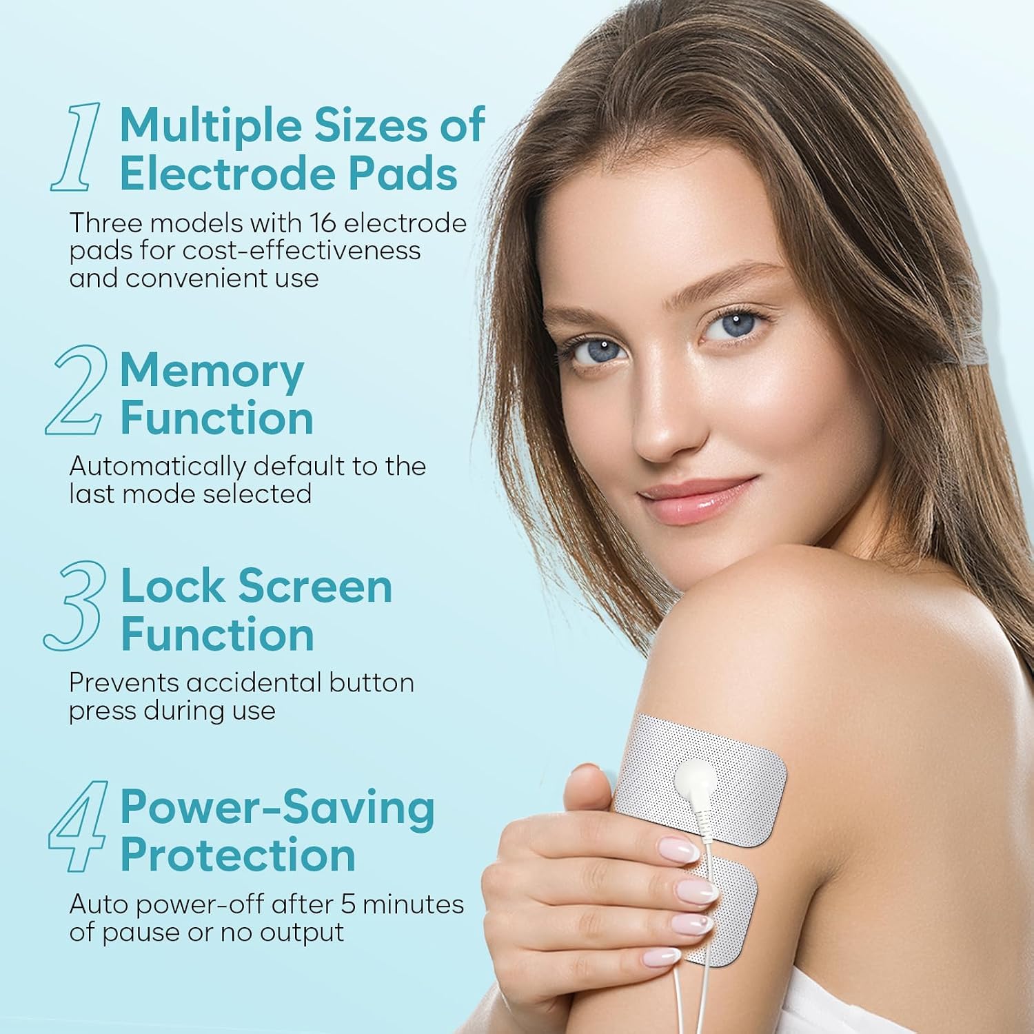 Detalle 2 de Easy@Home EHE020 Rechargeable TENS Machine, Dual-Channel, 24 Modes