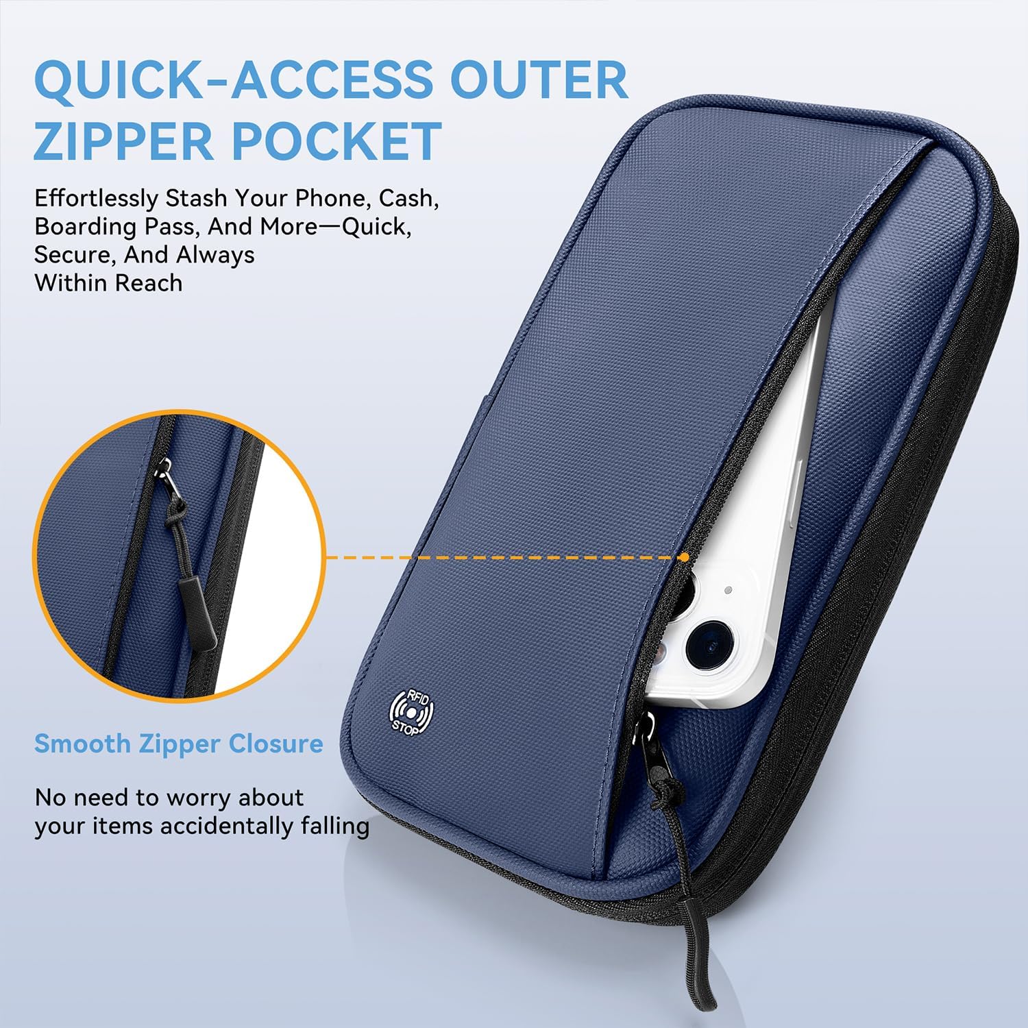 Thumbnail 6 de Looxmeer Family Passport Holder Travel Wallet, RFID-Blocking, Blue, with 2 Straps