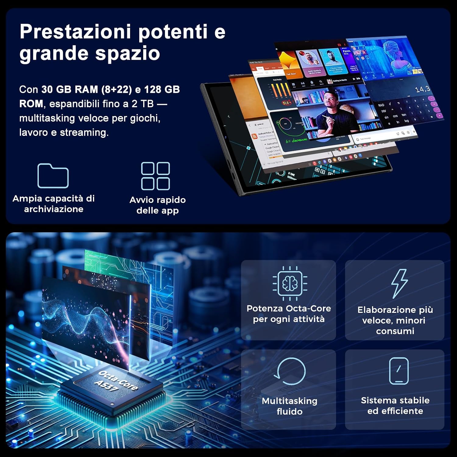 Thumbnail 2 de Tablette SKYEGG K16 Android 15 avec Gemini AI, 10 pouces, 30 Go RAM, 128 Go ROM, 2 To d’extension, WiFi 6 et clavier inclus