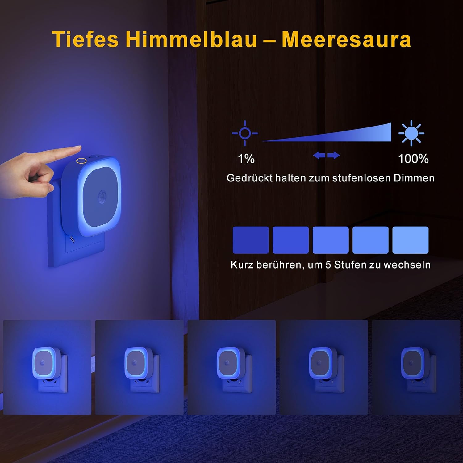 Thumbnail 4 de YUNLEX Nachtlicht Steckdose mit Bewegungs- und Dämmerungssensor, 2er-Set – dimmbar, 3 Sensormodi