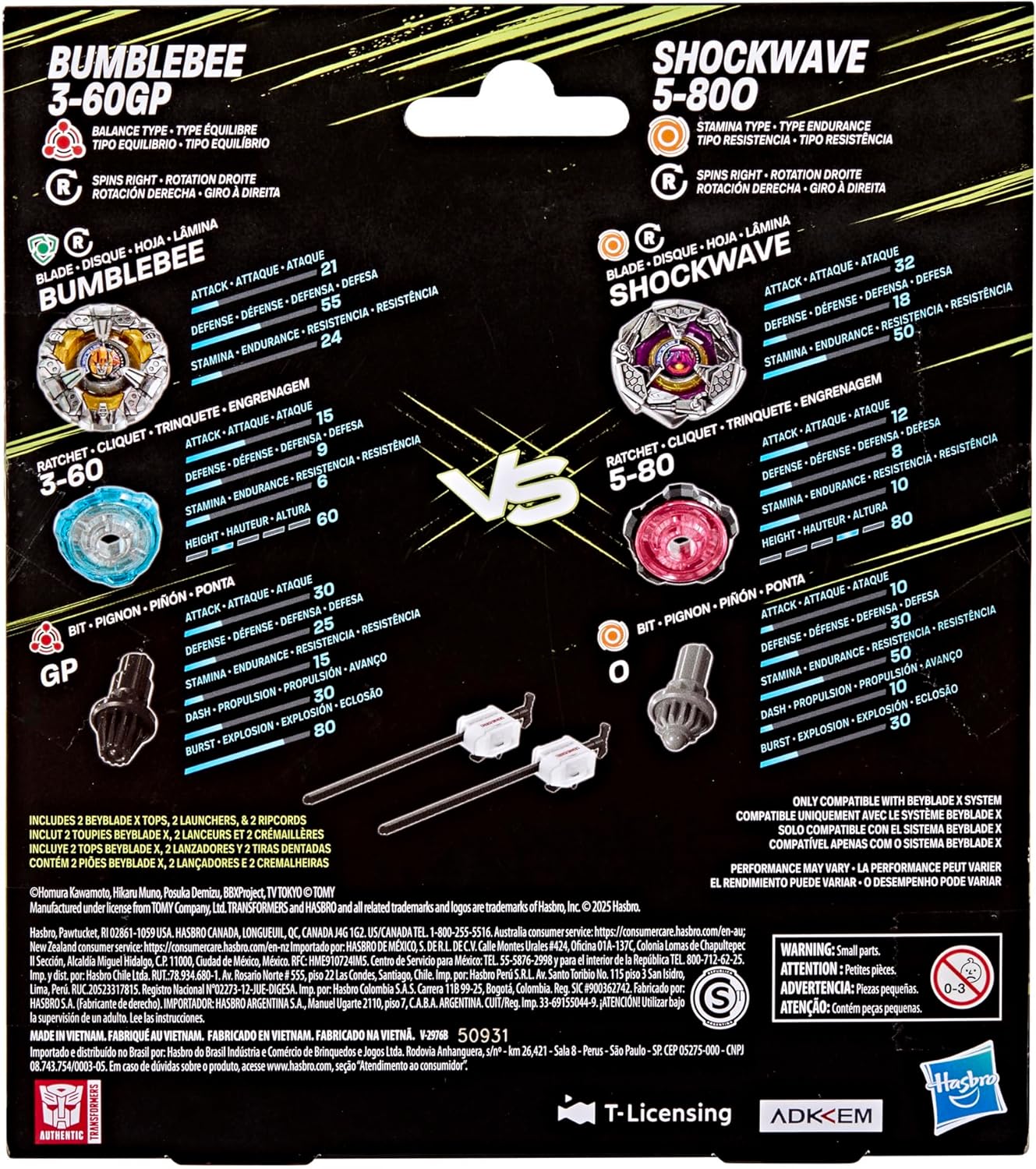 Thumbnail 3 de Hasbro Beyblade X & Transformers Collab: Bumblebee 3-60GP vs. Shockwave 5-80O (2 Kreisel-Set)