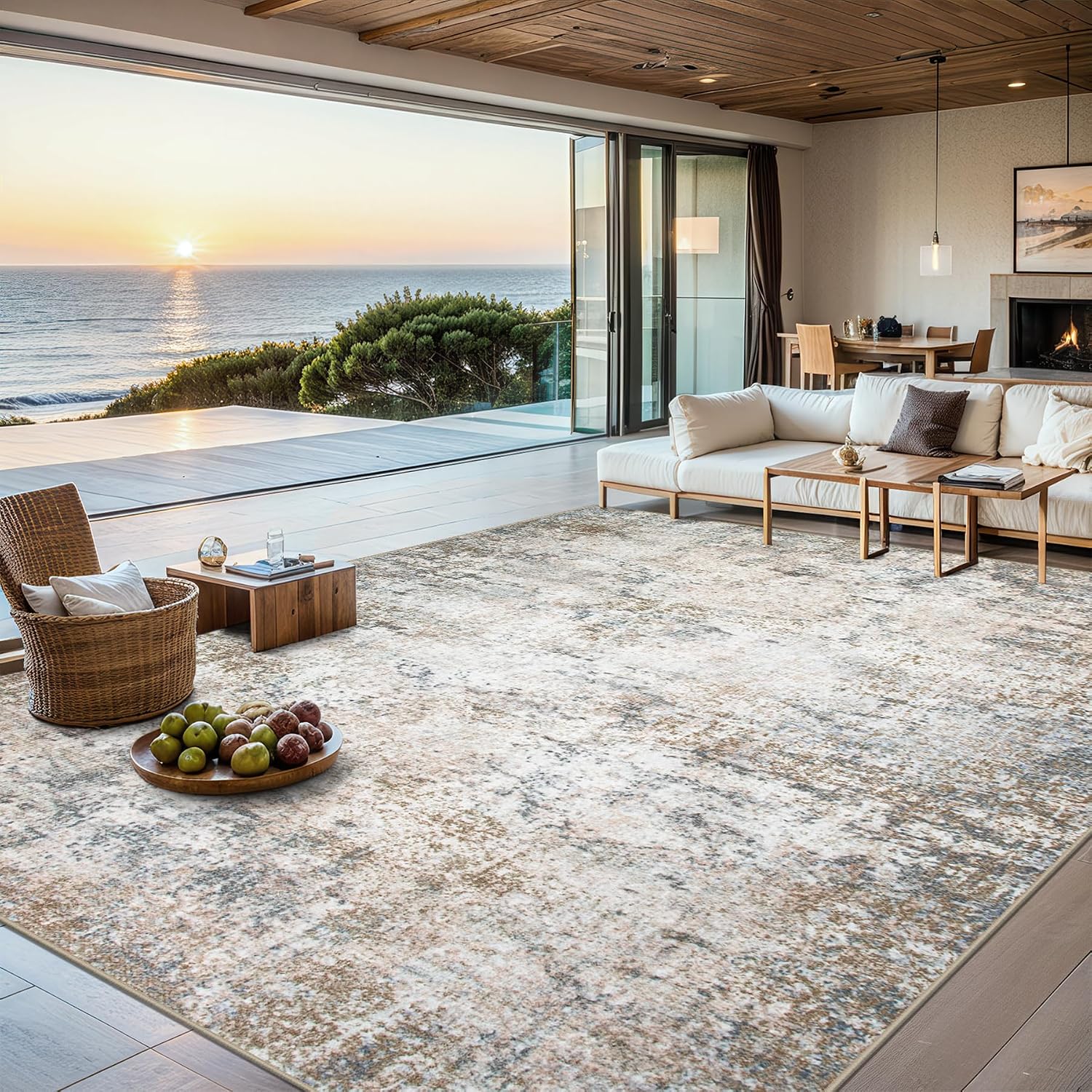 Thumbnail 1 de Area Rugs 9x12 Living Room - Washable Modern Abstract Plush Non-Slip Carpet
