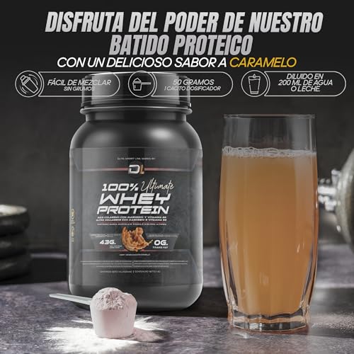 Detalle de Whey Protein Caramelo 1kg de Healthy FUSION: proteína en polvo con colágeno, magnesio y aminoácidos para músculo y recuperación