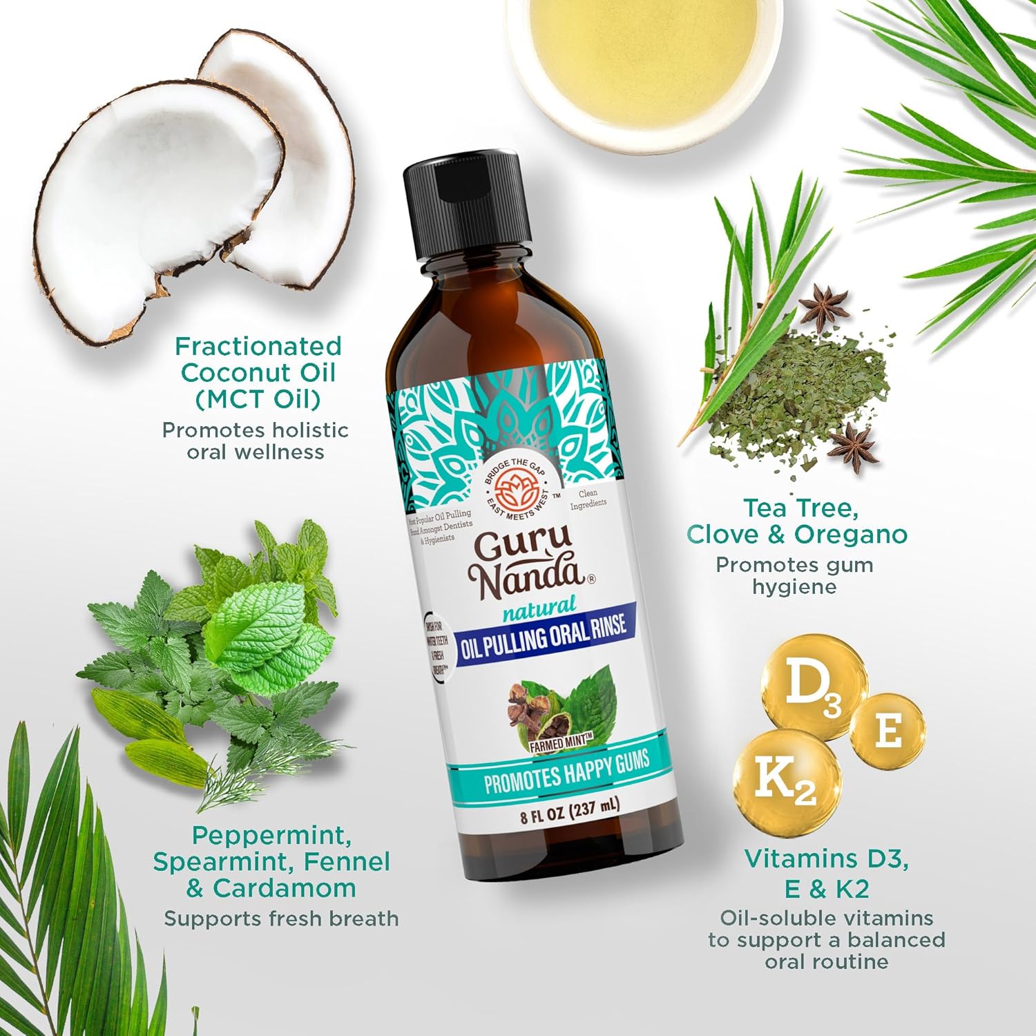 Thumbnail 5 de GuruNanda CocoMint Oil Pulling Mouthwash 3×8 oz 🦷