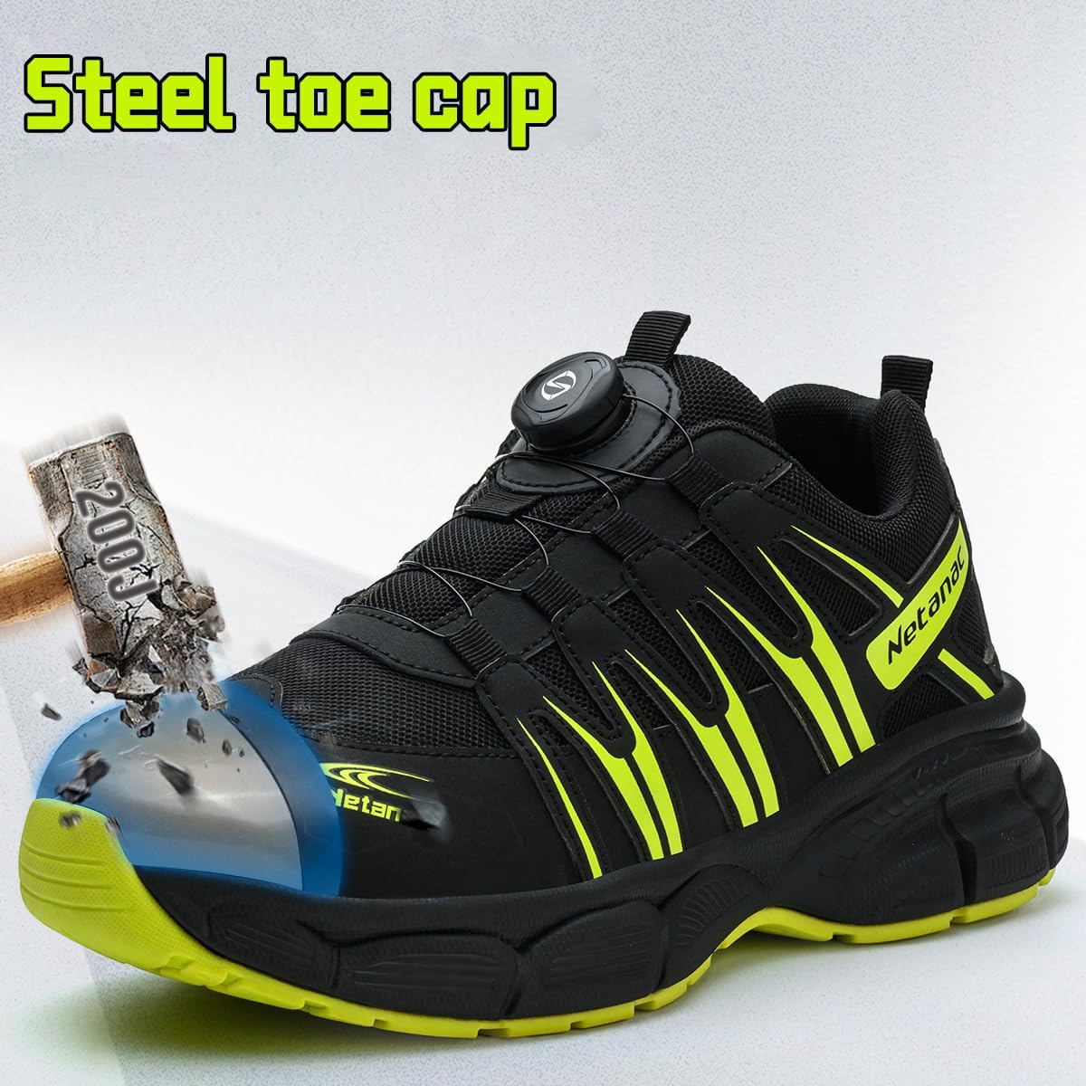 Detalle de Netanac Safety Trainers for Men and Women with Steel Toe Cap — Wide-Fit, Lightweight Composite Sole