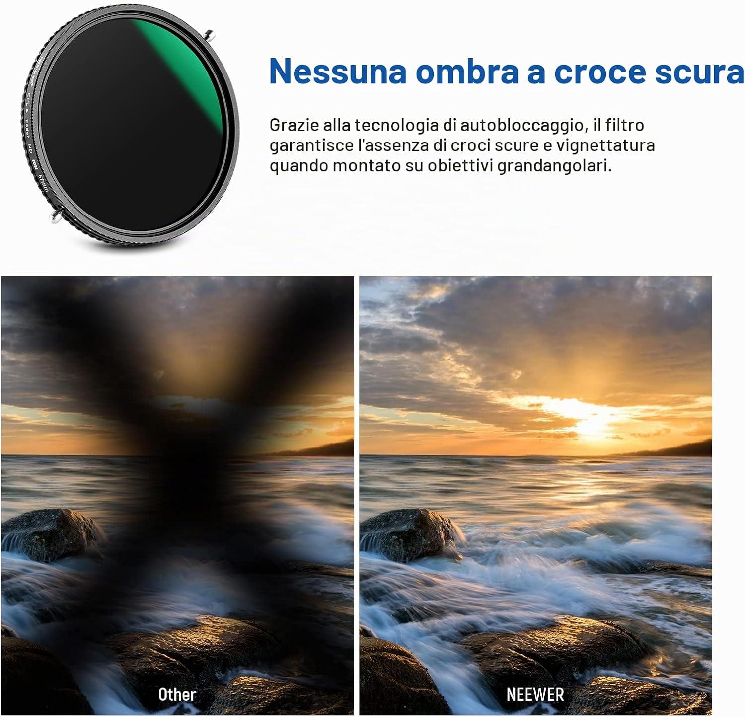 Detalle de NEEWER Filtro ND Variabile 2 in 1 67mm ND2-ND32 + CPL senza croce – vetro ottico HD, 30 strati nano coating