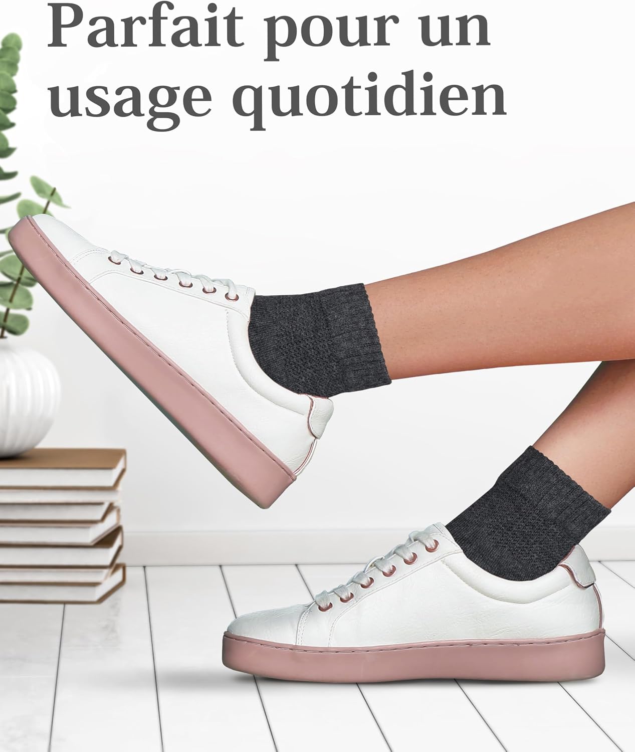 Detalle 2 de Lot de 4 paires de chaussettes pour diabétiques en bambou avec lycra (longueur cheville) – confort sans couture