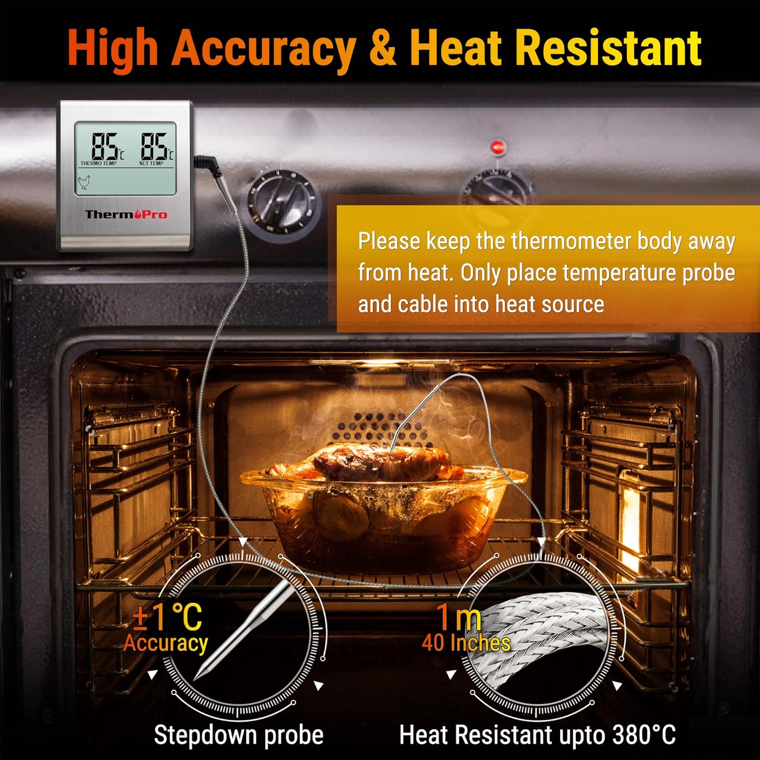 Thumbnail 4 de ThermoPro TP16 Digital Kitchen Meat Thermometer with Long Stainless Steel Probe
