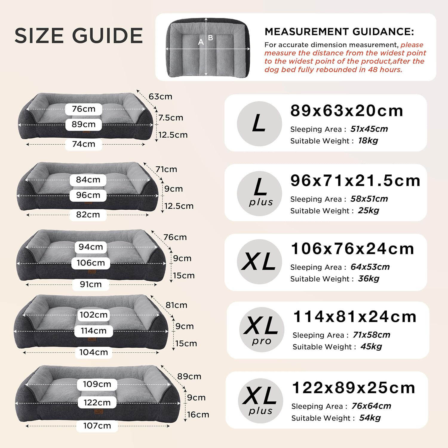 Thumbnail 3 de BEDSURE waschbares Hundebett für große Hunde (122x89 cm) in dunkelgrau – extra dicke Hundesofa mit wasserdichter Hülle
