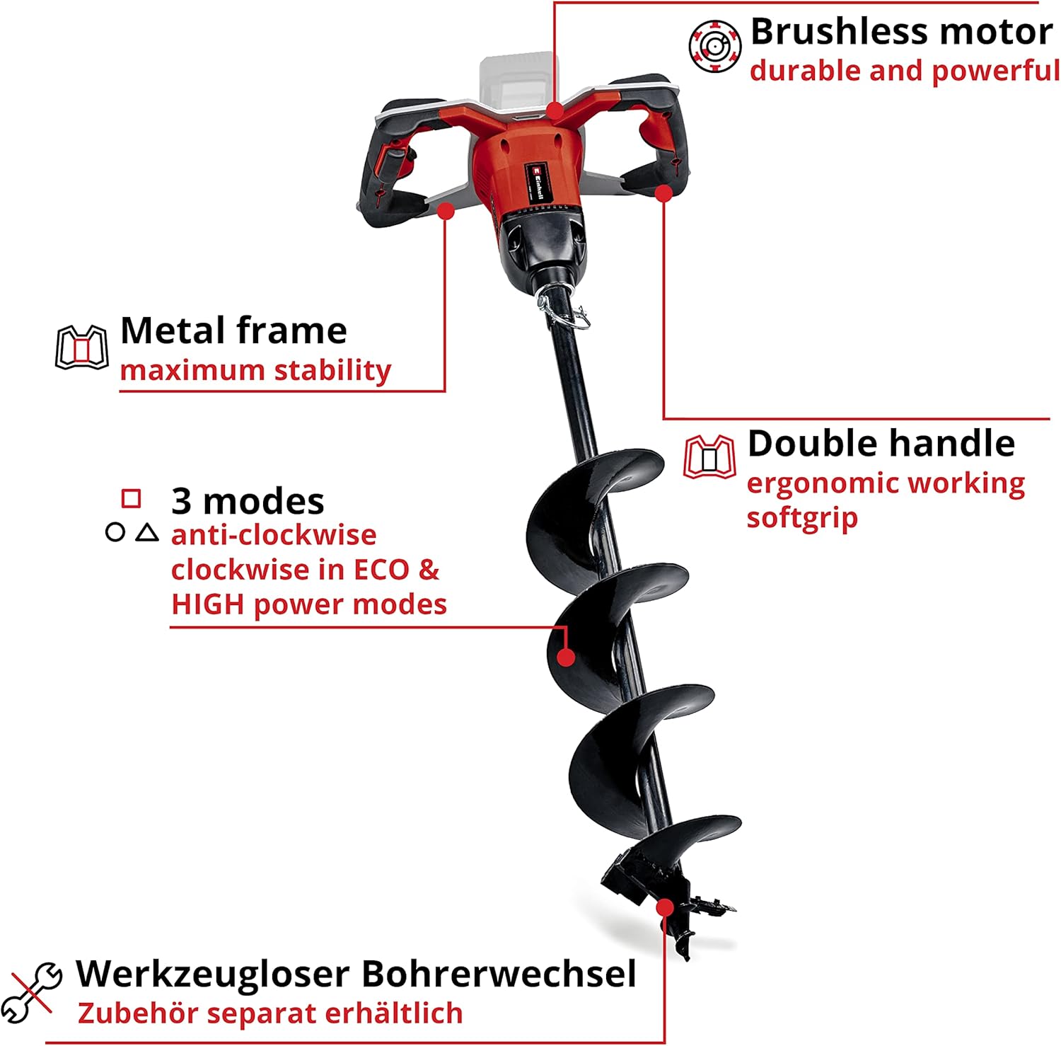 Thumbnail 2 de Einhell 18V Power X-Change Cordless Fence Post Auger (150mm) – brushless post hole borer, tool body only