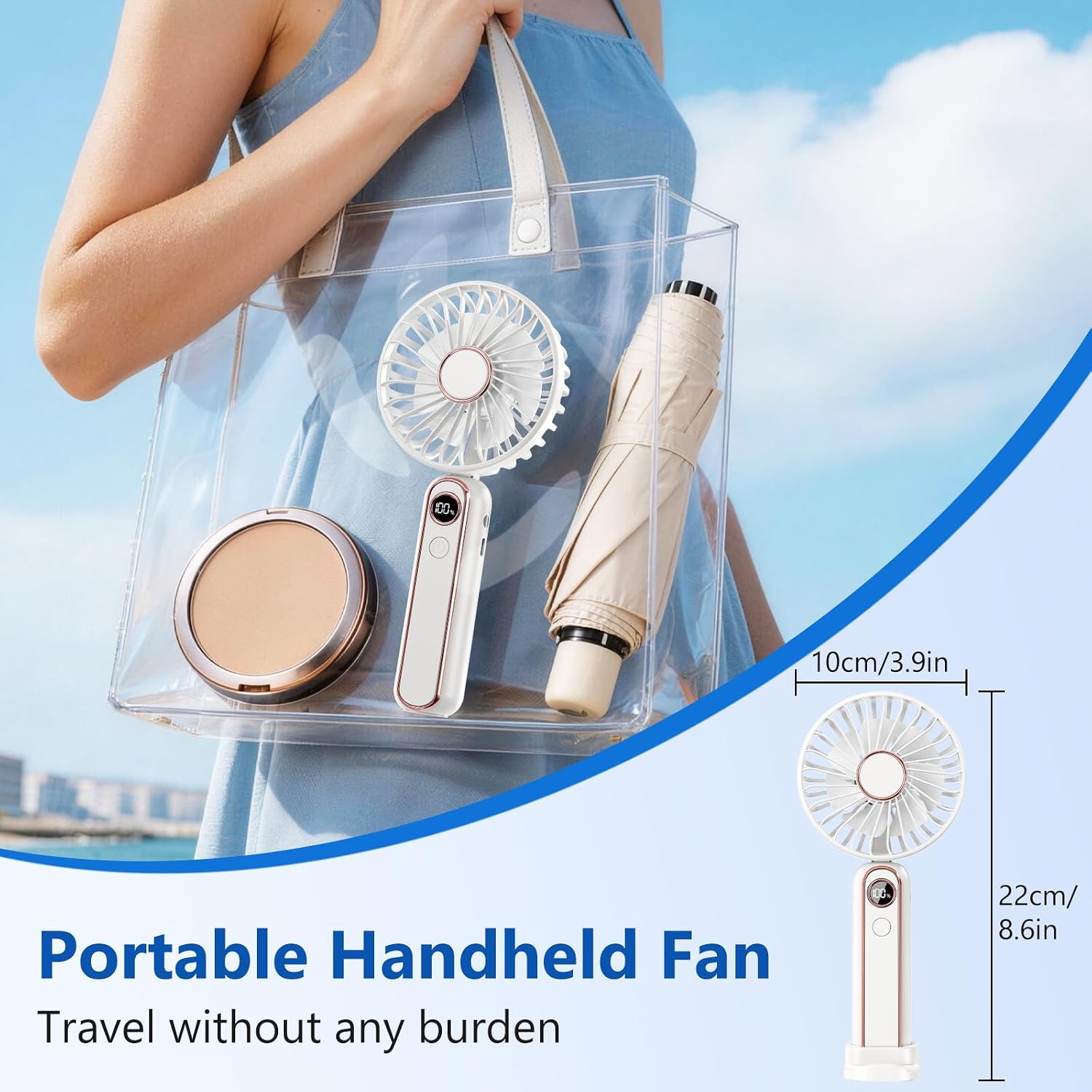 Thumbnail 4 de PALATALA Handheld Fan: Powerful 6-Speed Portable USB-C Fan with 4000mAh Battery and LED Display