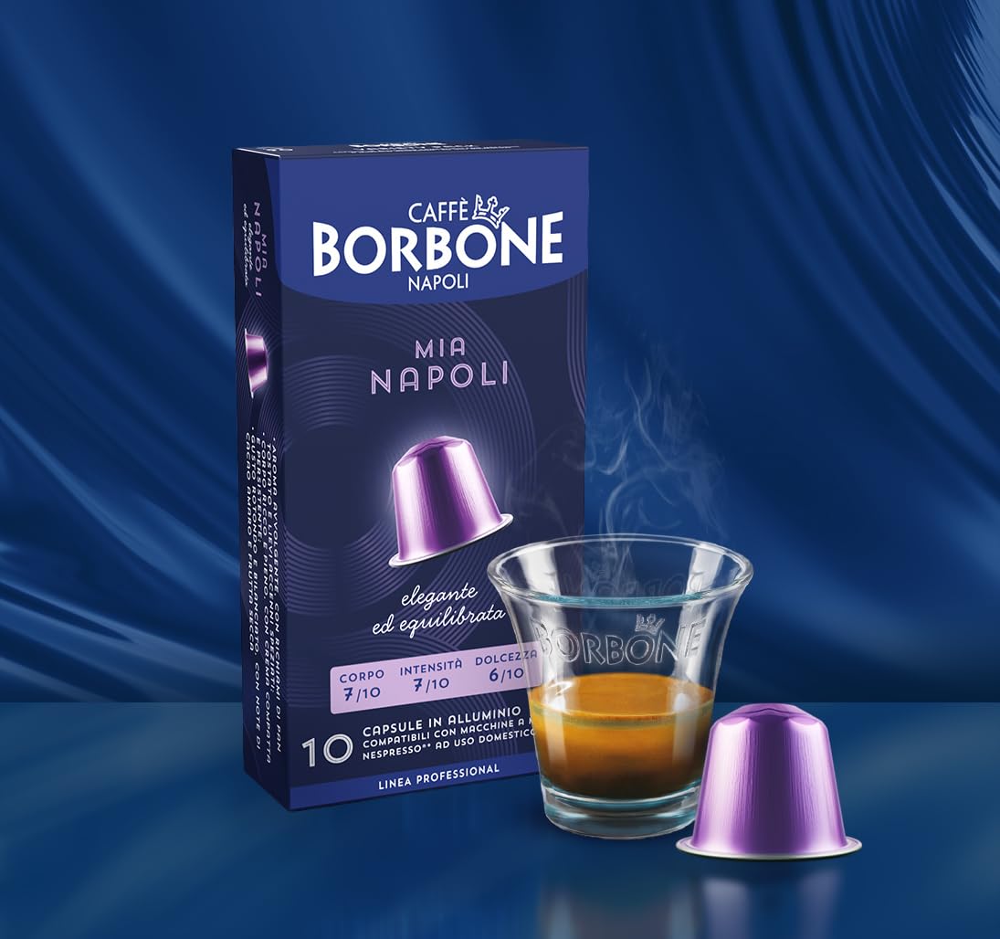 Detalle de Caffe Borbone Mia Napoli Mischung – 100 Aluminiumkapseln, kompatibel mit Nespresso