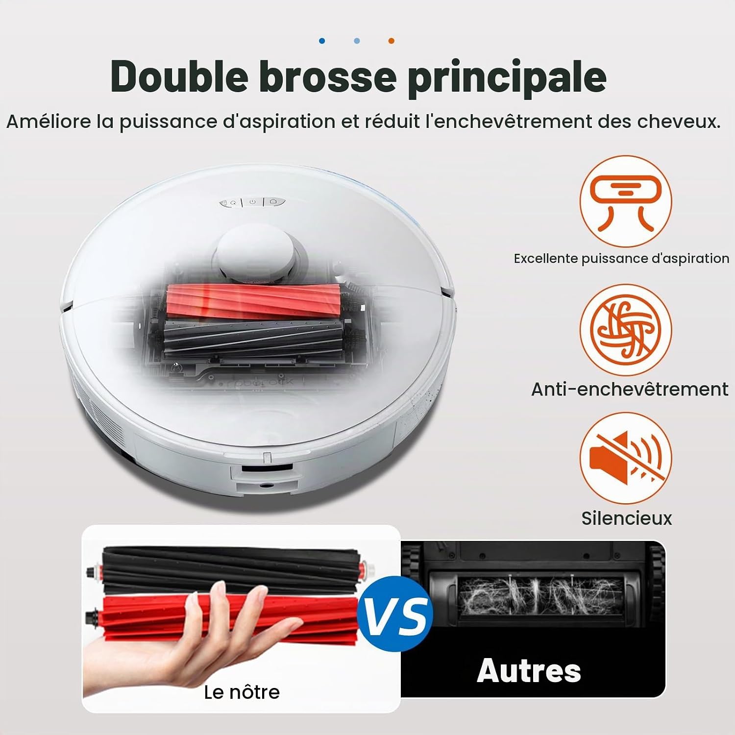 Detalle de Alloytool S8 MaxV dubbele hoofdborstels van rubber voor Roborock