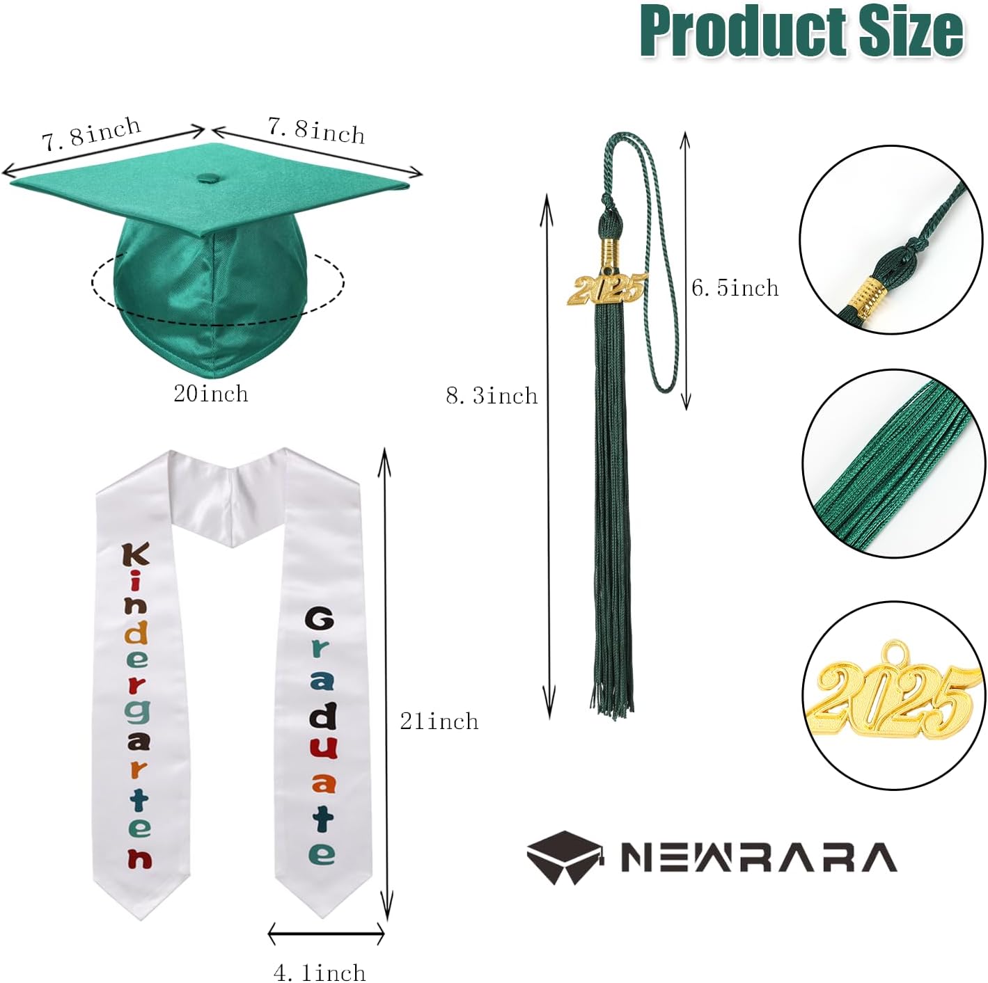 Detalle de Newrara Kindergarten Graduation Cap and Gown Set, Polyester