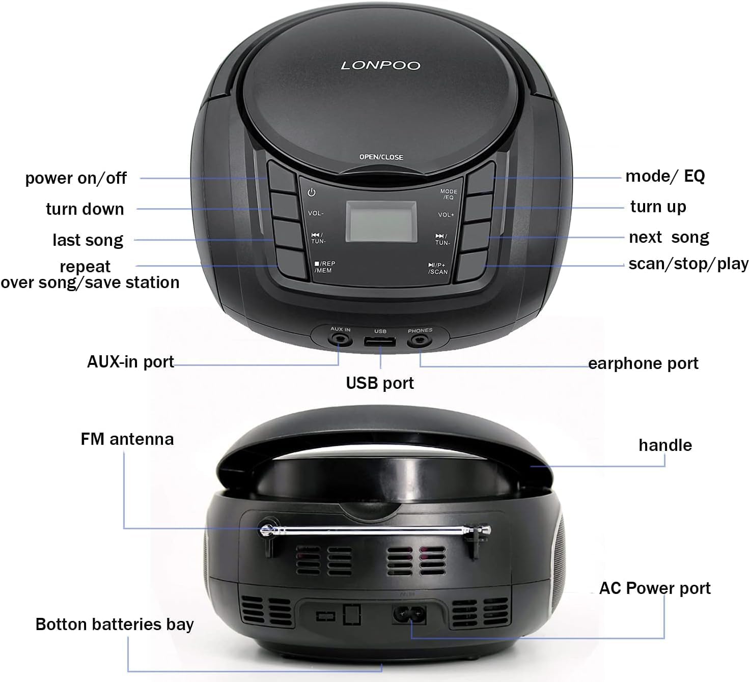 Thumbnail 6 de LONPOO LP-D03B Lettore CD Portatile