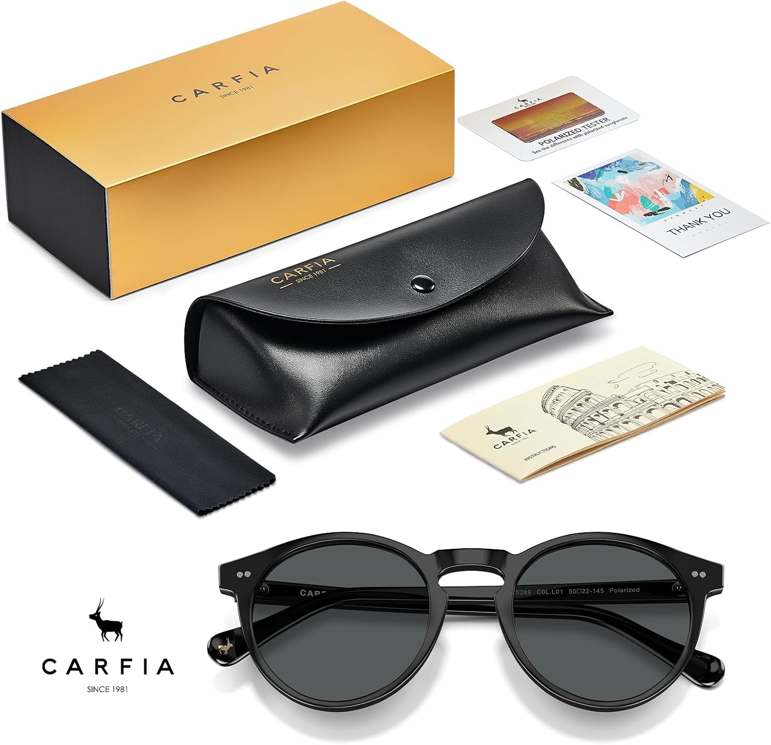Detalle 2 de CARFIA męskie okulary przeciwsłoneczne polaryzacyjne UV400 w stylu vintage