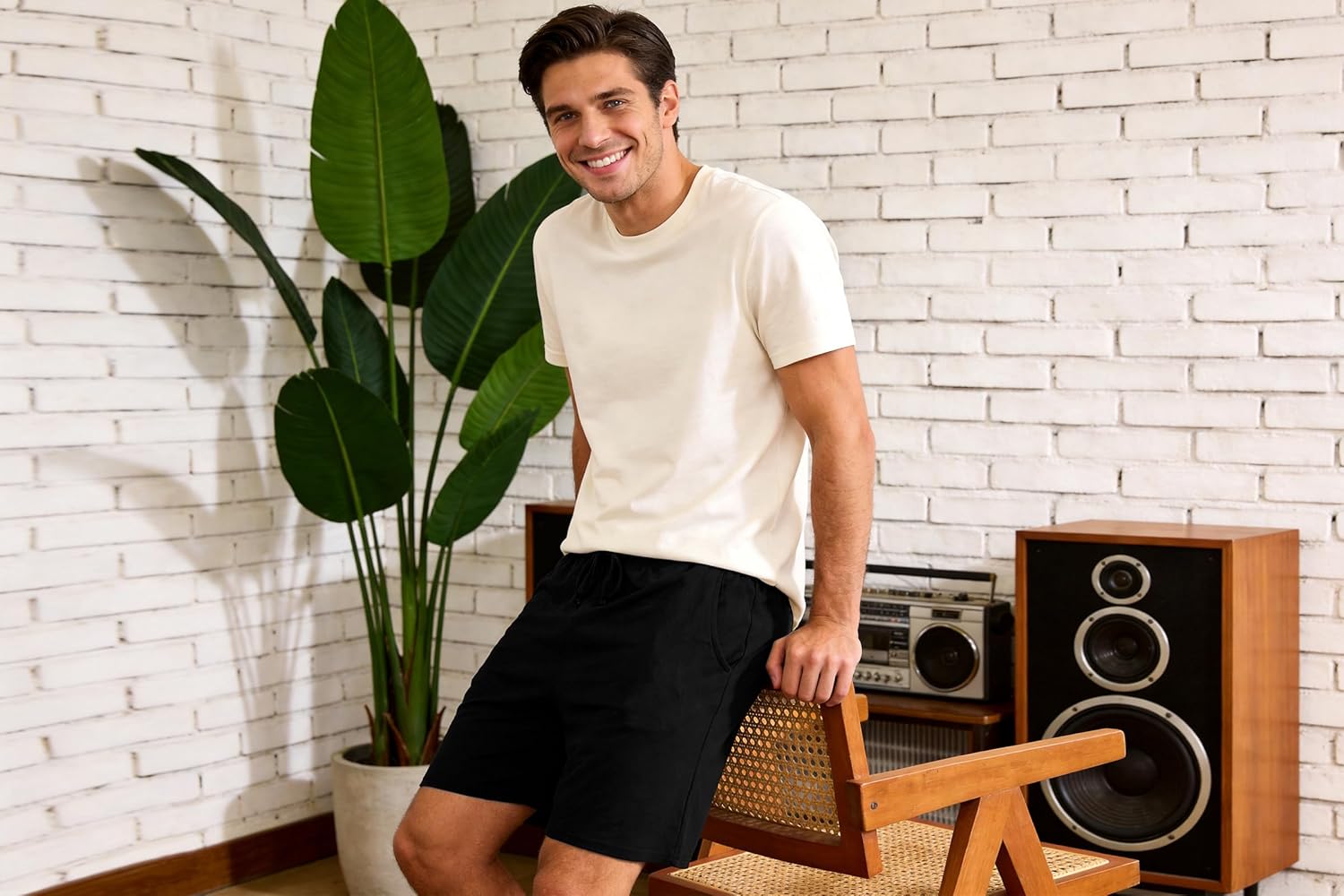 Thumbnail 2 de Bresdk short de pyjama court homme en coton 95% + élasthanne 5%