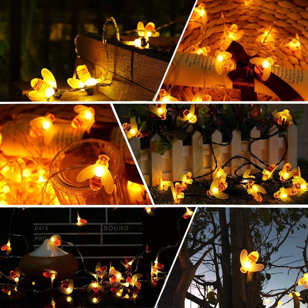 Thumbnail 6 de [50 LED] Solar-Lichterkette außen 7 m mit 8 Modi – warme Bienenlichter für Garten, Terrasse & Parties