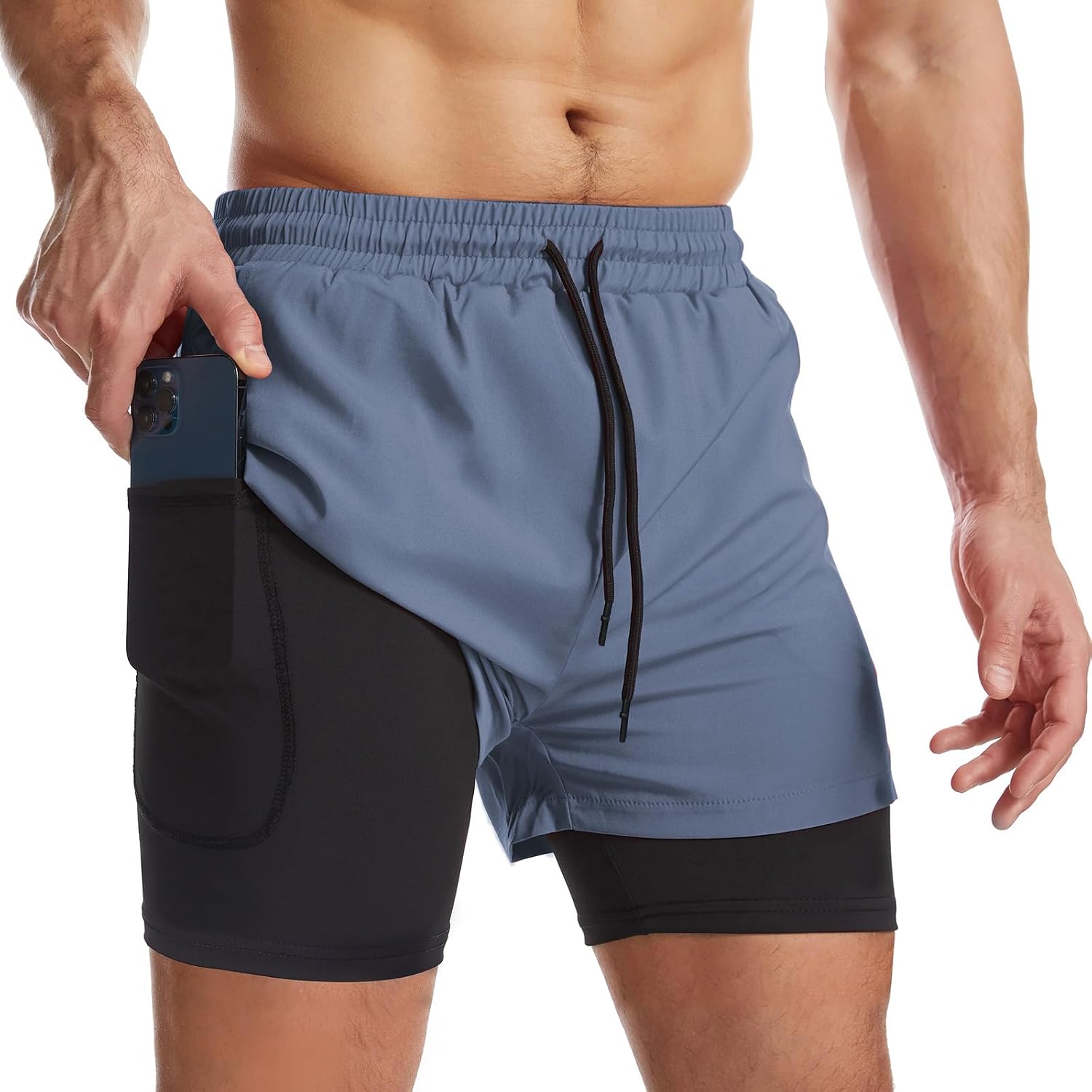 Thumbnail 5 de Surenow Mens 2-in-1 Quick Dry Running Shorts